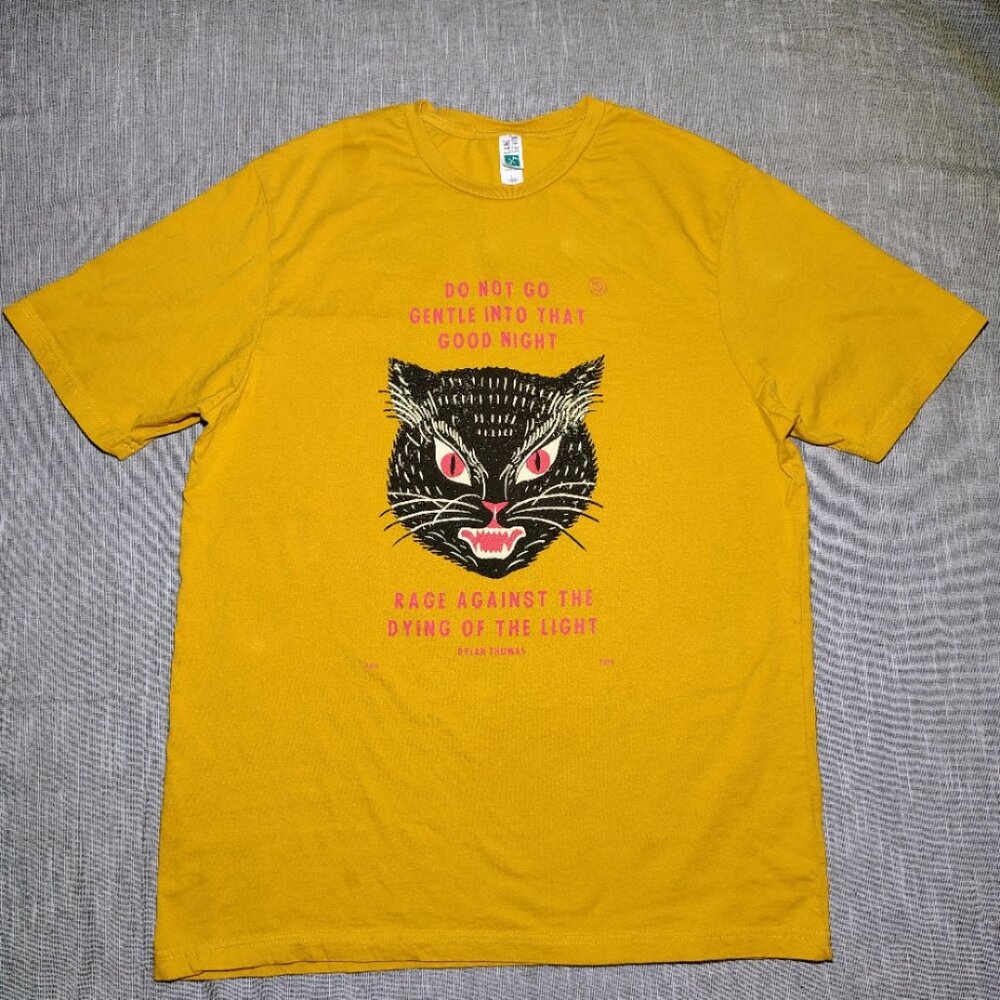 Ravi Zupa Dylan Thomas T-Shirt Size Large Traditional Cat Quote Logo - Picture 5 of 13